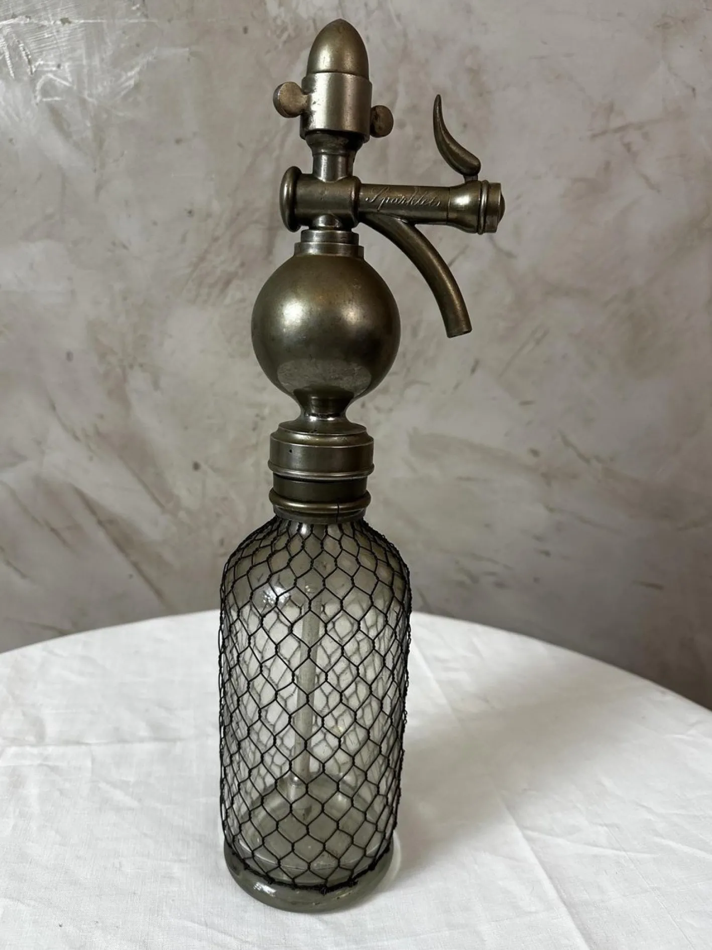 Vintage Siphon aus Glas & Metall, 1900