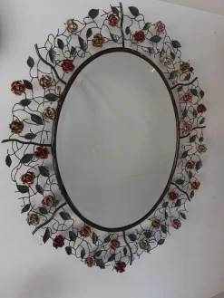 Vintage Spiegel aus Messing in Rosette