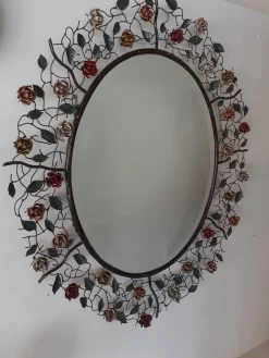 Vintage Spiegel aus Messing in Rosette