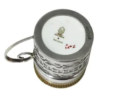 Walker & Hall zugeschriebene Kaffeetassen und Untertassen mit Silbernen Becherhaltern für Wedgwood, 1919