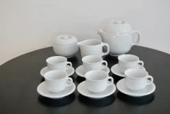 Weißes Rundes Alföldi Szaturnusz Kaffeeservice von Horváth László & Ambrus Éva für Alföldi Porcelángyár, 1970er