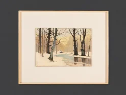 Winterwald, frühes 20. Jh., Öl auf Teller, gerahmt