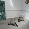 Wood-Effect Concrete Planters, 1950s, Set of 2