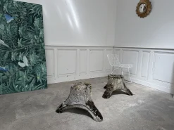 Wood-Effect Concrete Planters, 1950s, Set of 2