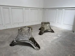 Wood-Effect Concrete Planters, 1950s, Set of 2