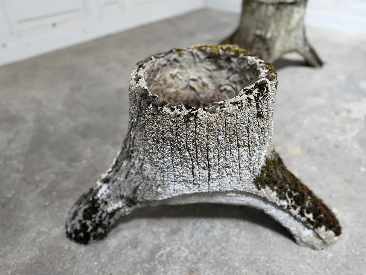 Wood-Effect Concrete Planters, 1950s, Set of 2
