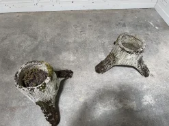 Wood-Effect Concrete Planters, 1950s, Set of 2