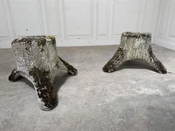 Wood-Effect Concrete Planters, 1950s, Set of 2
