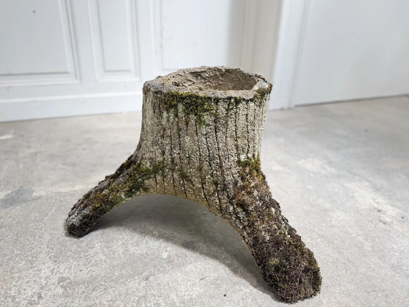 Wood-Effect Concrete Planters, 1950s, Set of 2